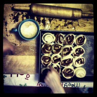 the smell of cinnamon rolls baking in my kitchen